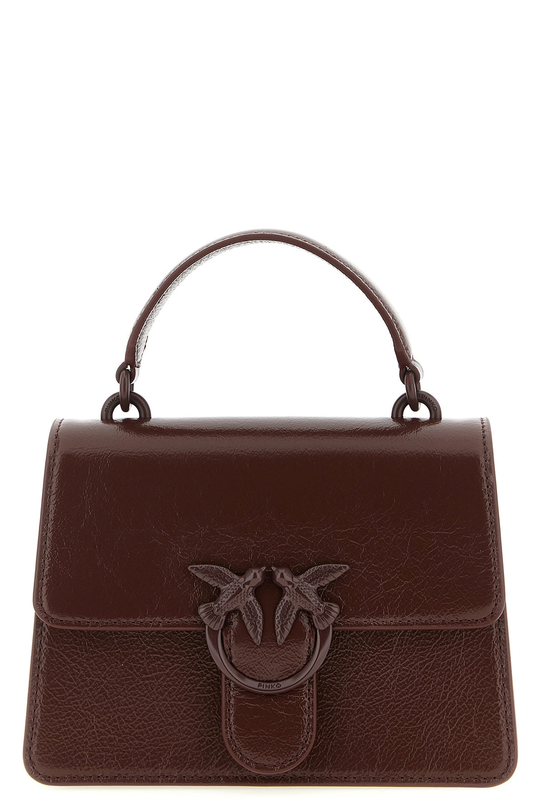 PINKO OS mini love one light vintage shiny leather handbag