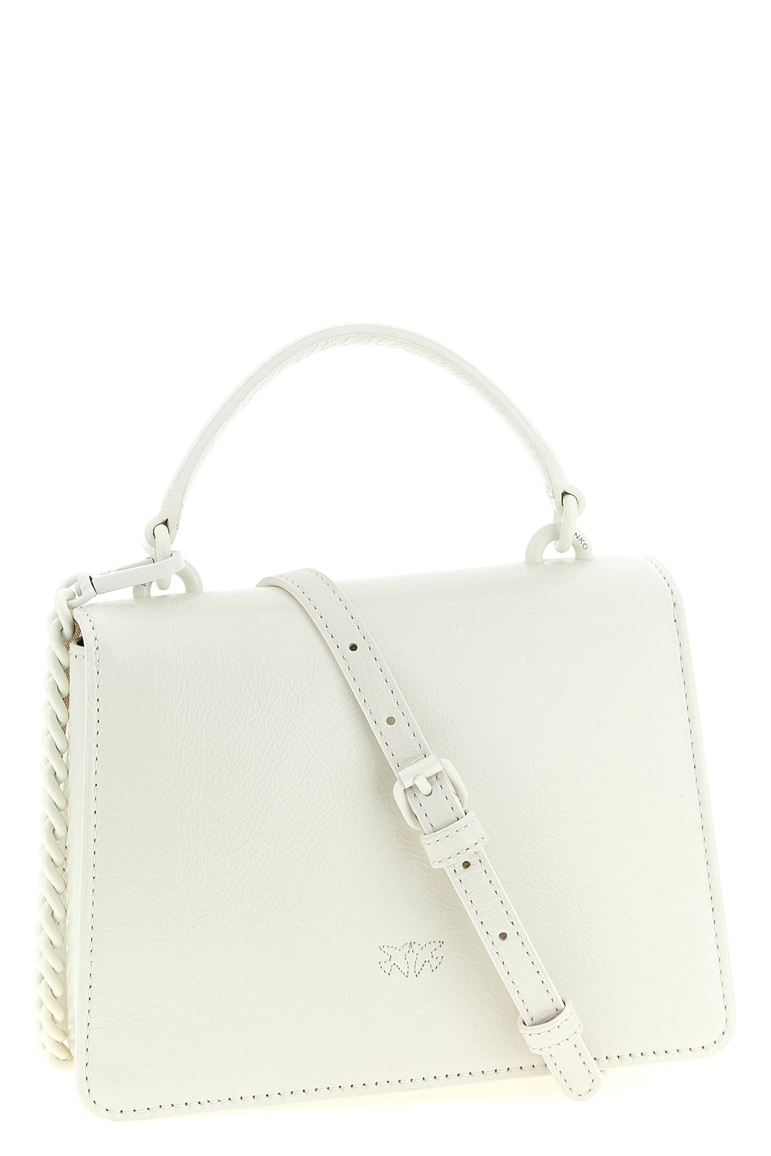 PINKO OS mini love one light vintage shiny leather handbag