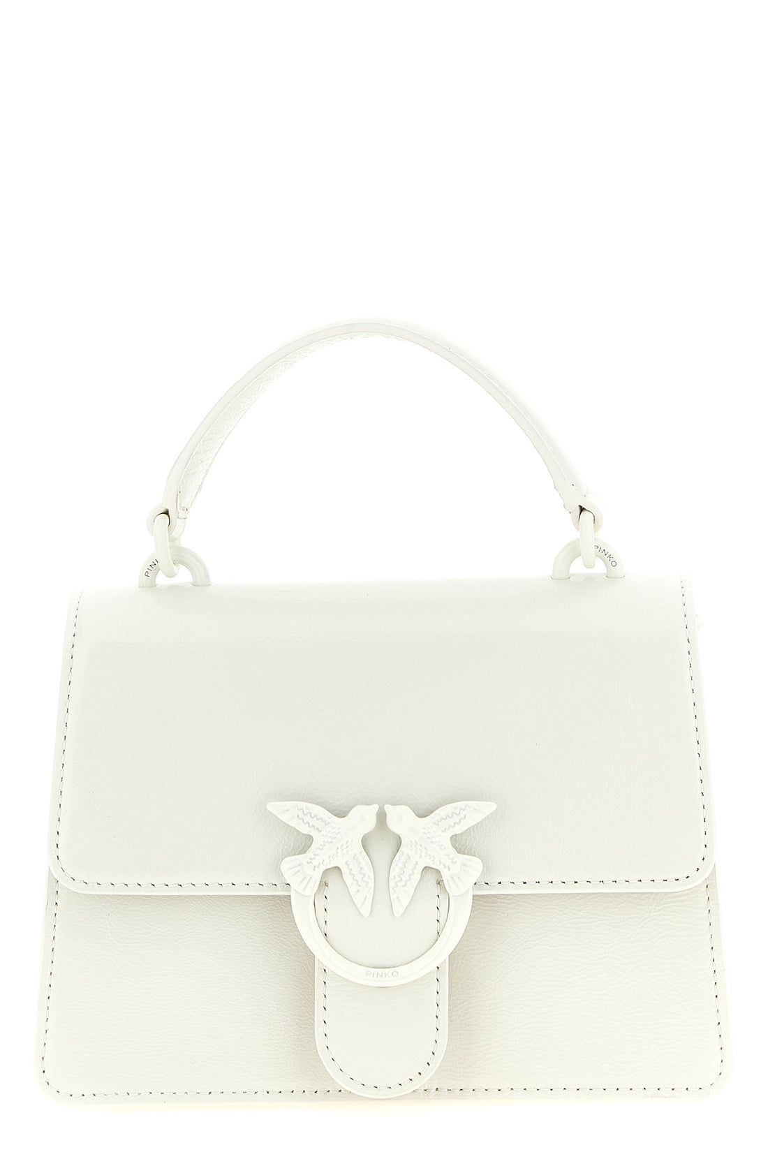 PINKO OS mini love one light vintage shiny leather handbag