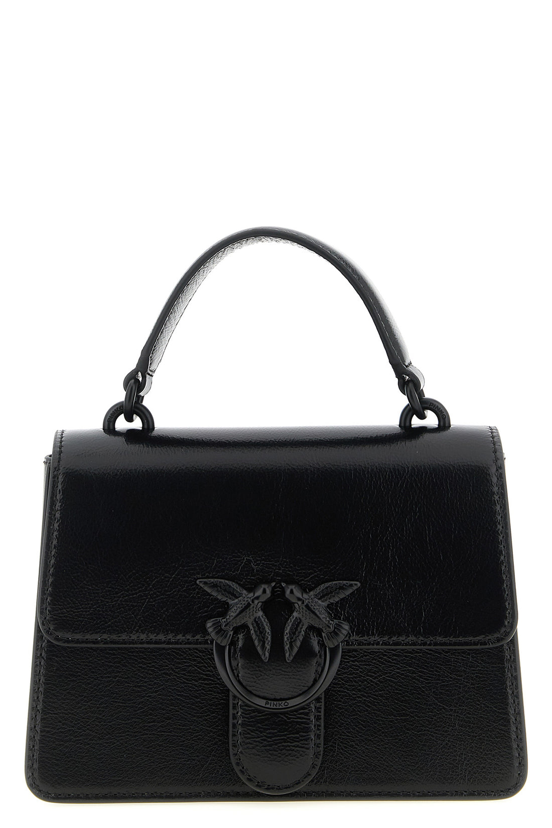 PINKO OS mini love one light vintage shiny leather handbag
