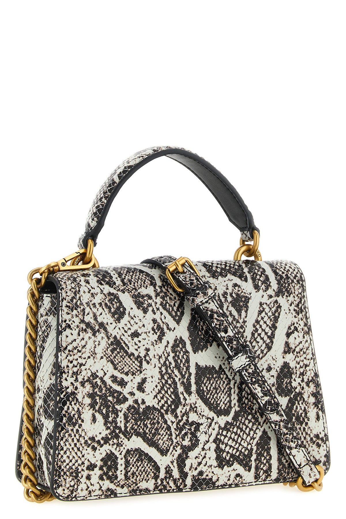 the pinko mini love one top light handbag defines the volumes through a struct