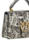 the pinko mini love one top light handbag defines the volumes through a struct