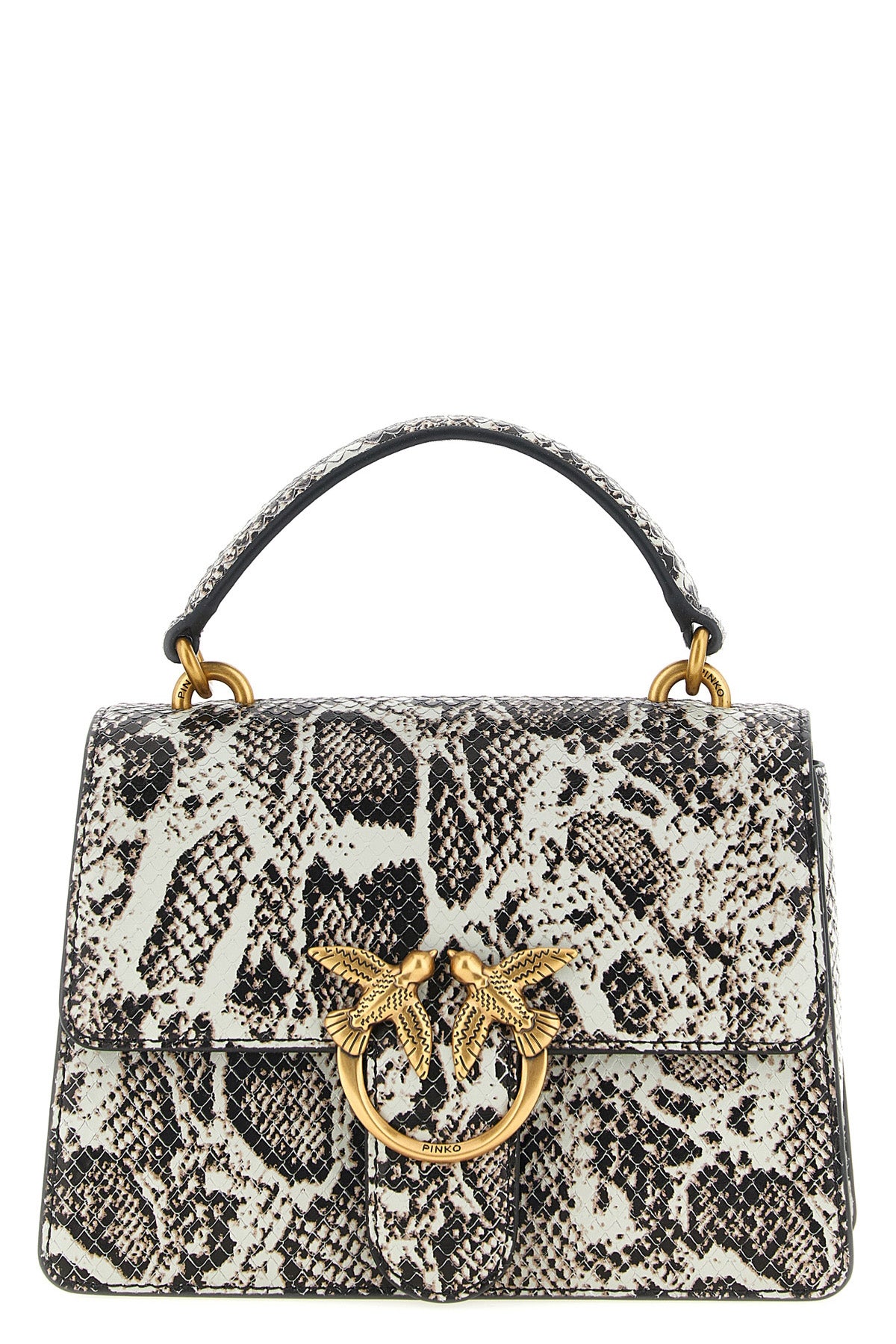 the pinko mini love one top light handbag defines the volumes through a struct