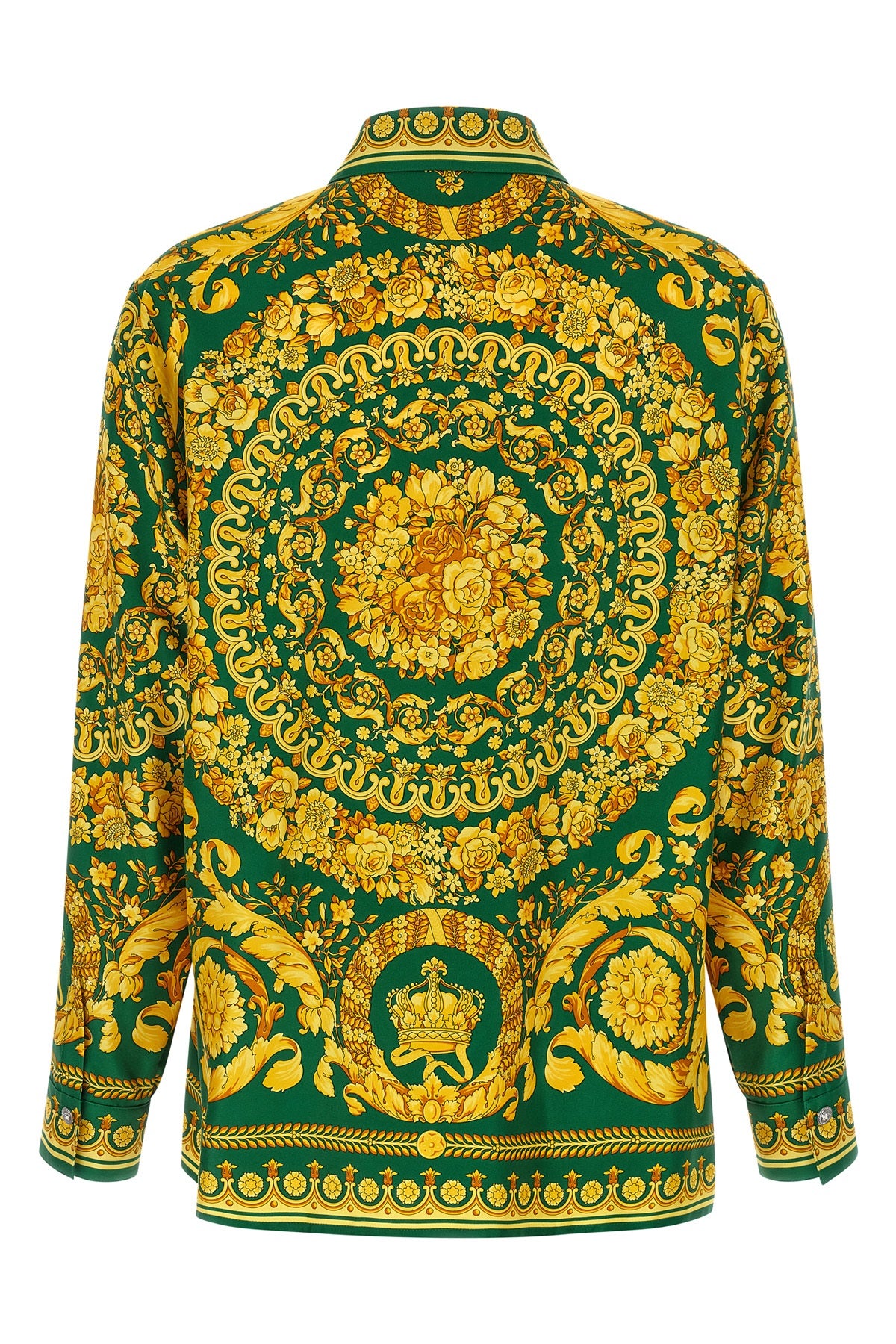 all-over barocco print silk twill shirt