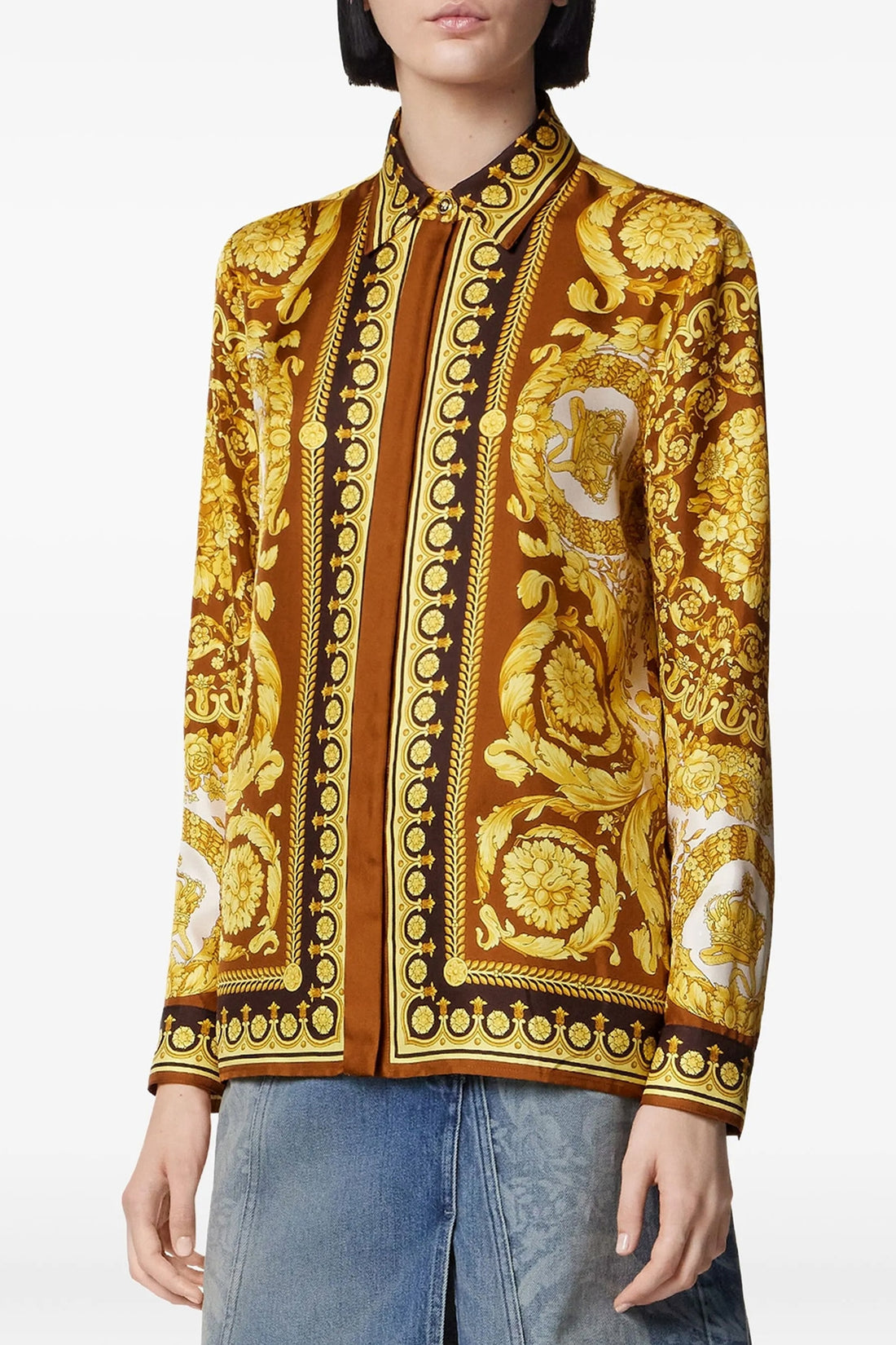 VERSACE 40 all-over barocco print silk twill shirt