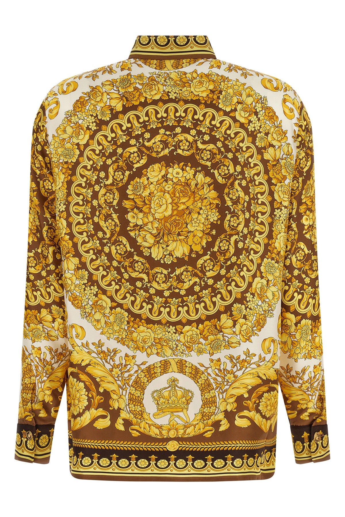all-over barocco print silk twill shirt