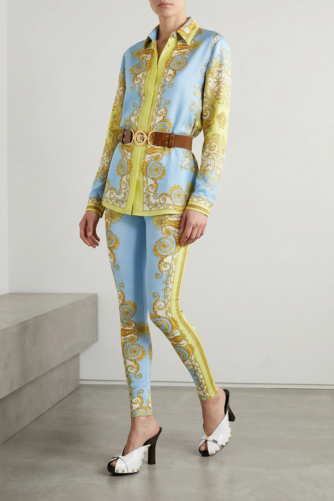 VERSACE 38 all-over barocco print silk twill shirt