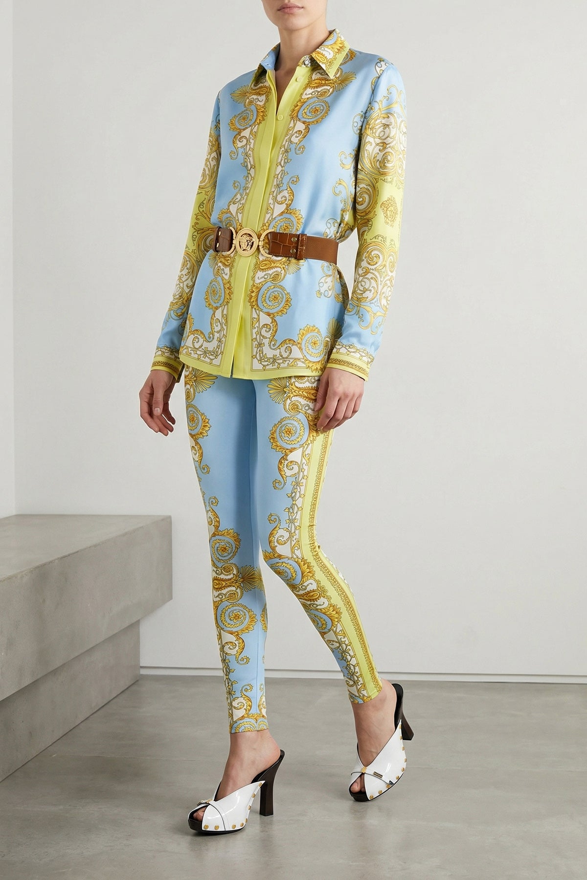 all-over barocco print silk twill shirt