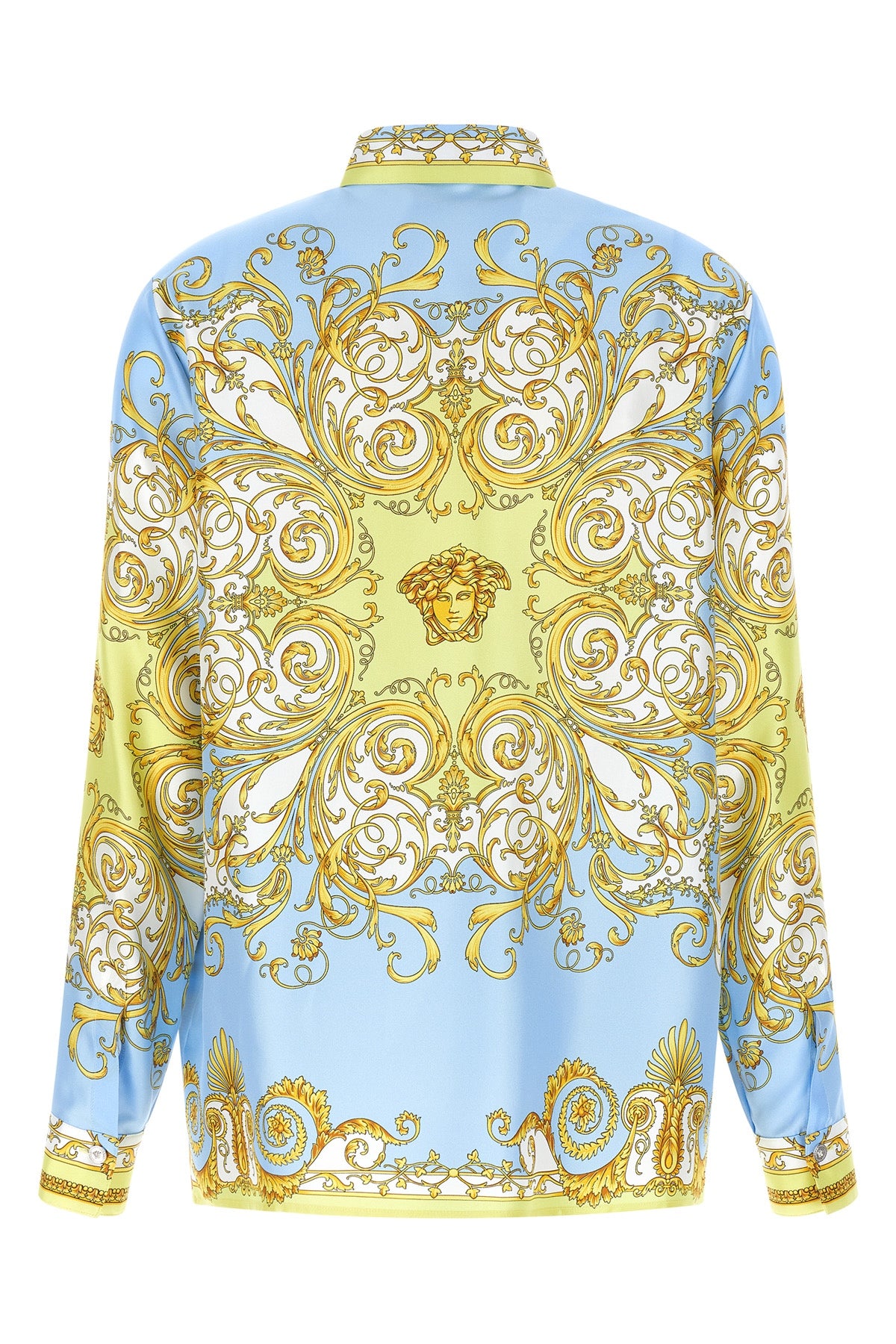 all-over barocco print silk twill shirt