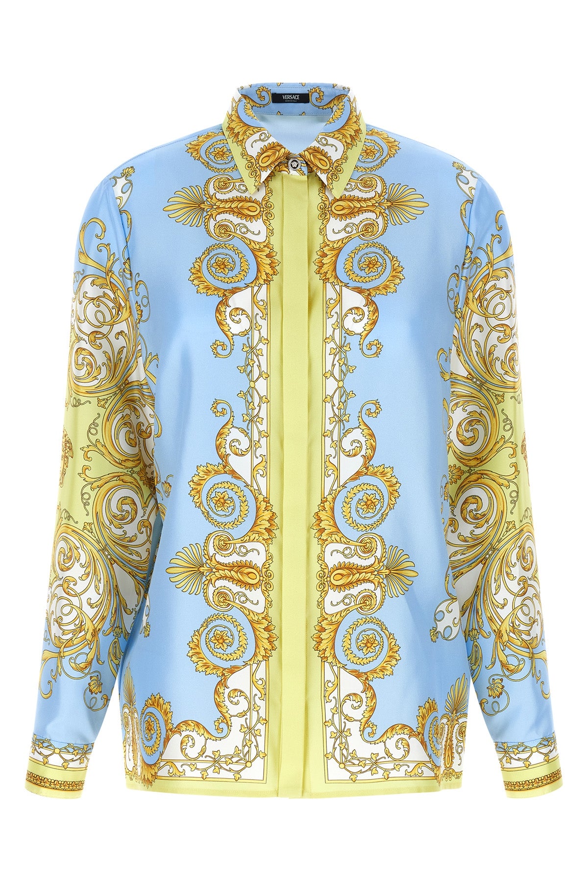 all-over barocco print silk twill shirt