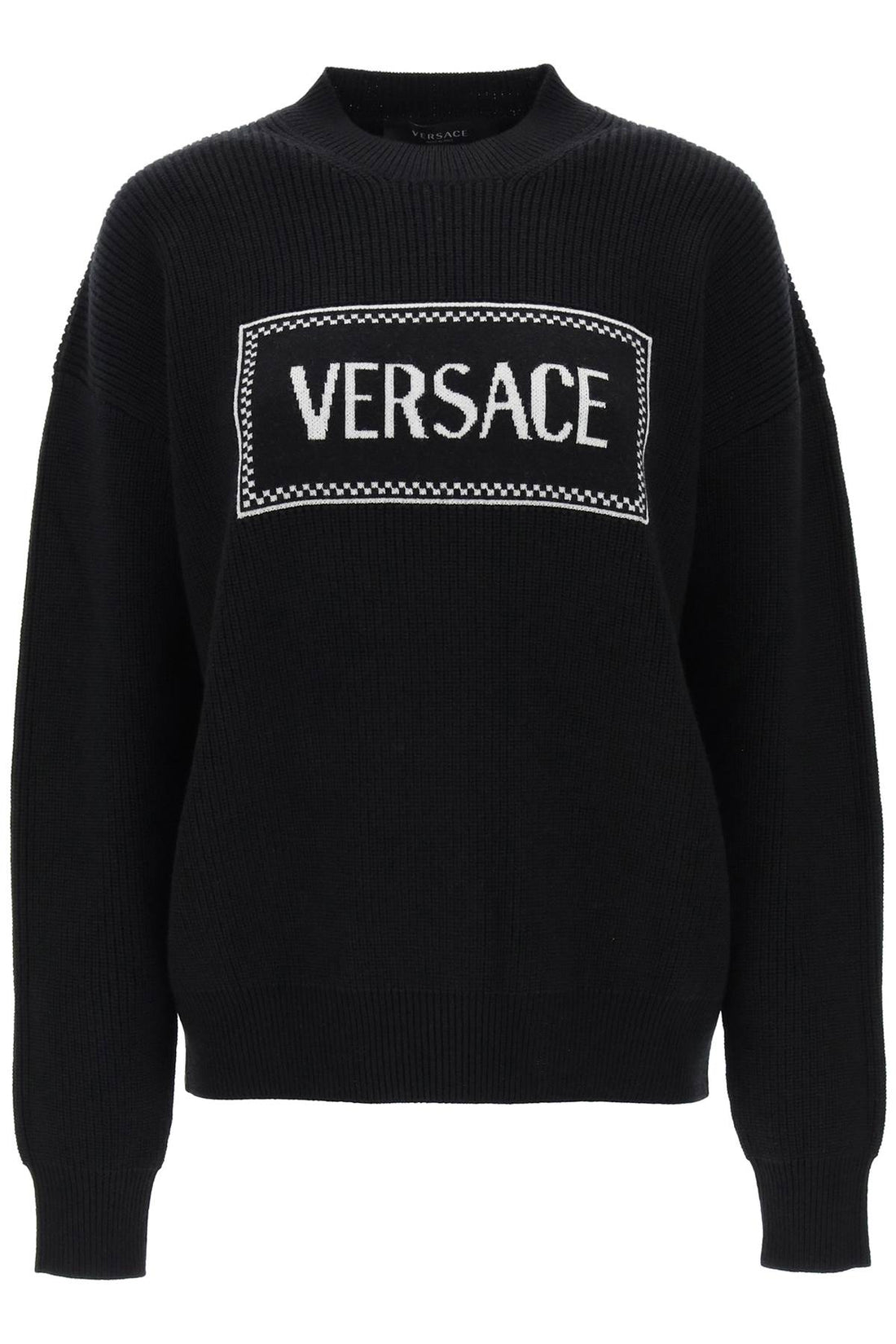 crew-neck sweater with logo inlay