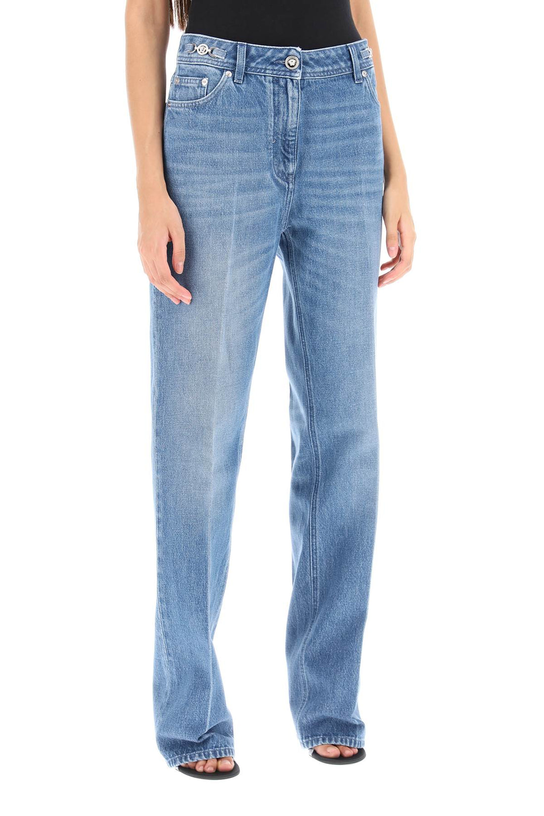 boyfriend jeans with tailored crease