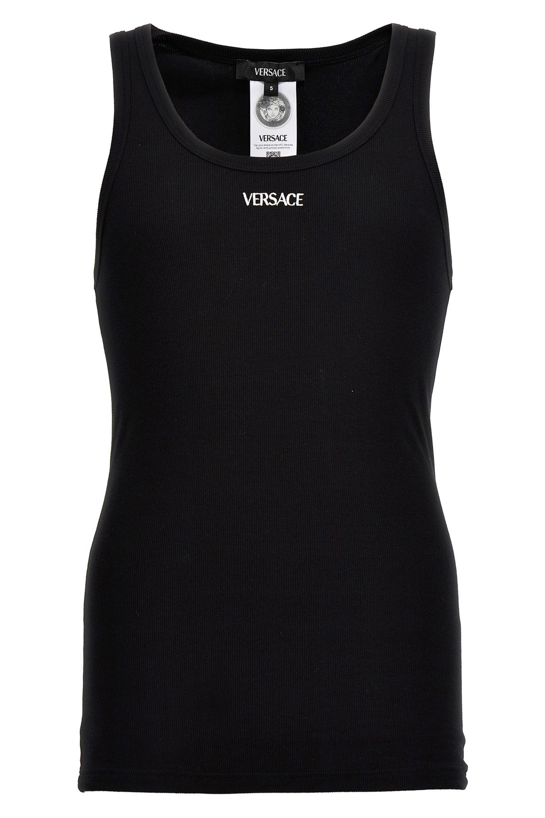 VERSACE 5 tank top in stretch ribbed cotton