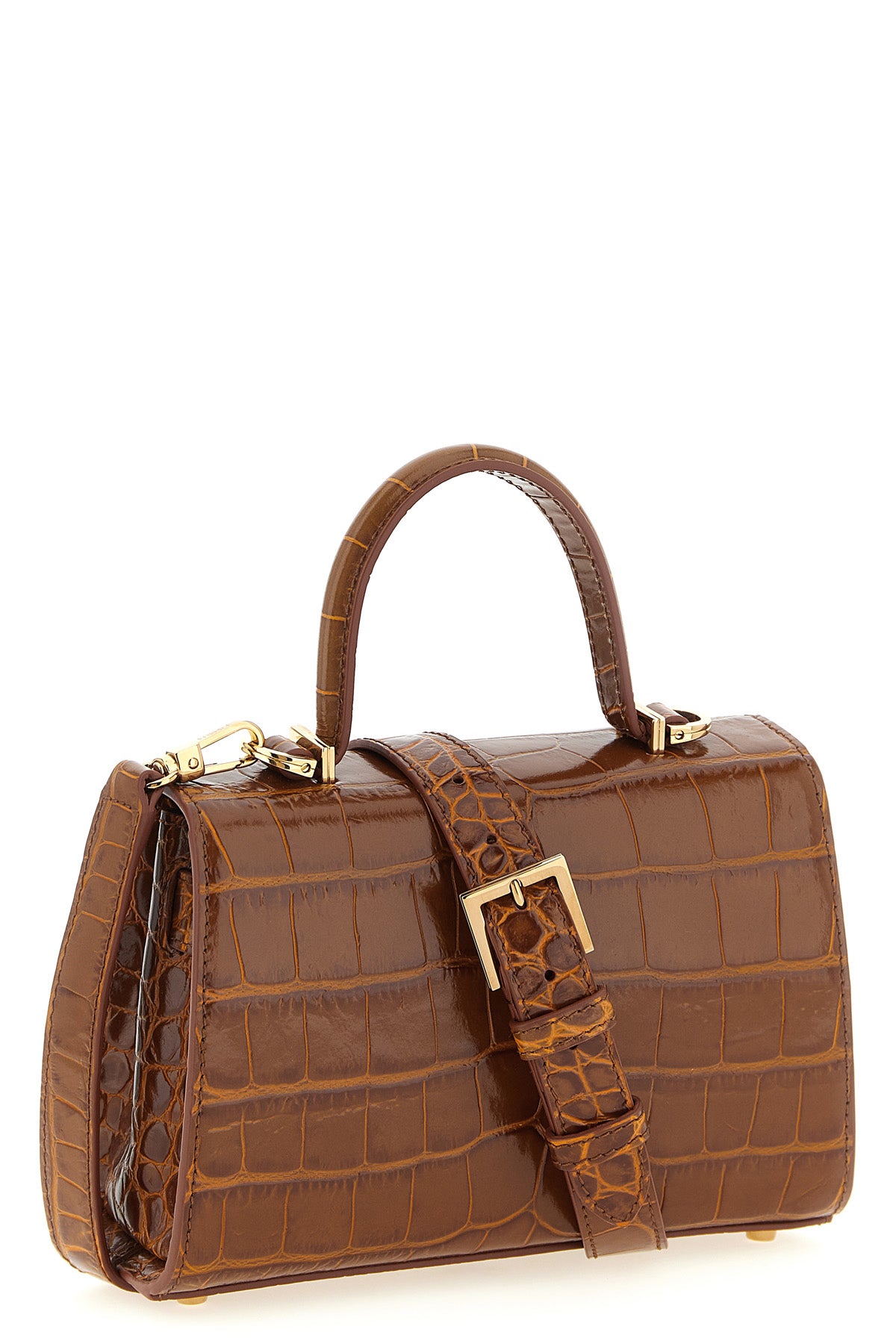 small handbag in embossed crocodile effect leather