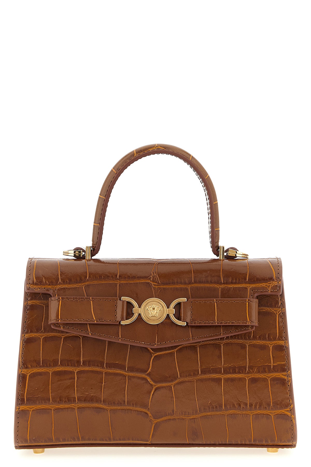 small handbag in embossed crocodile effect leather