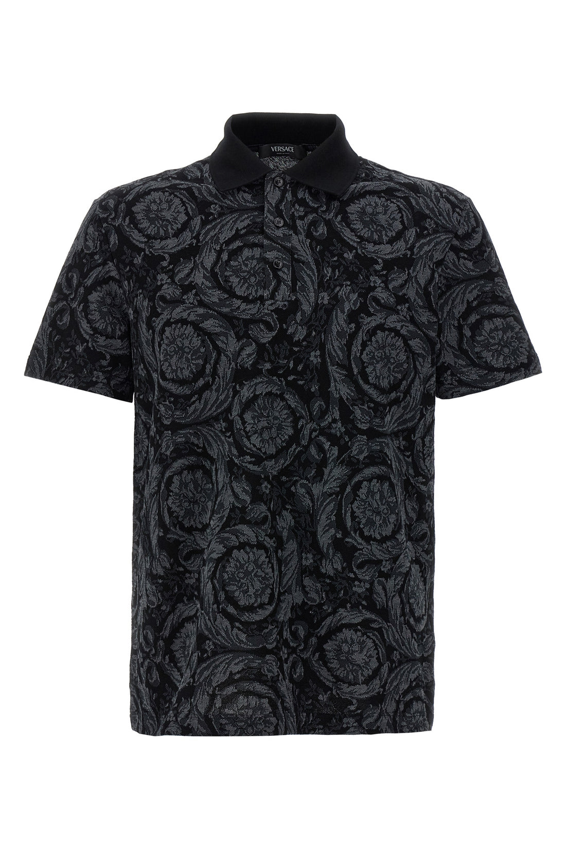 VERSACE XS polo shirt in baroque jacquard cotton piqué