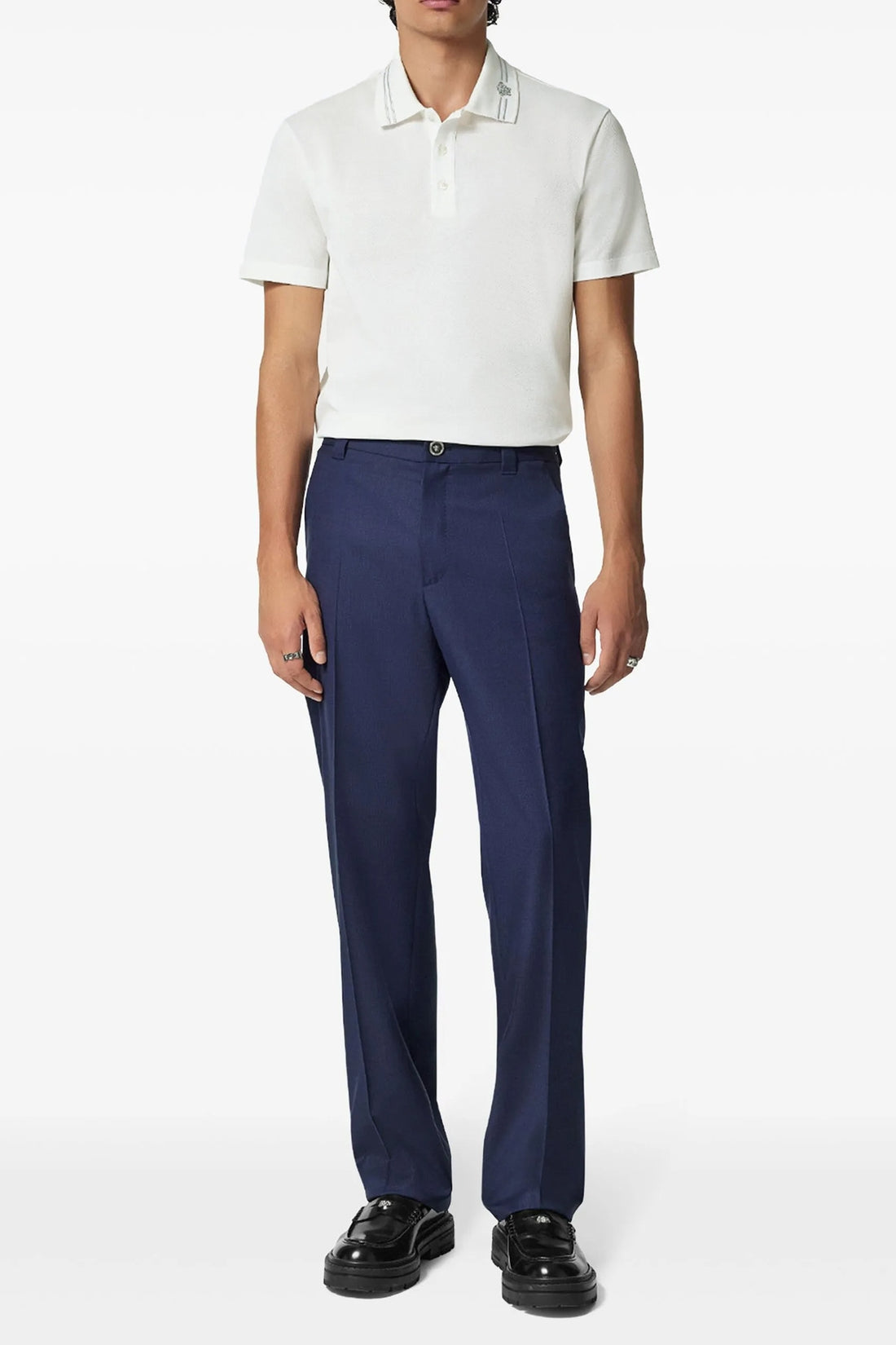 VERSACE L medusa embroidery cotton piqué polo shirt