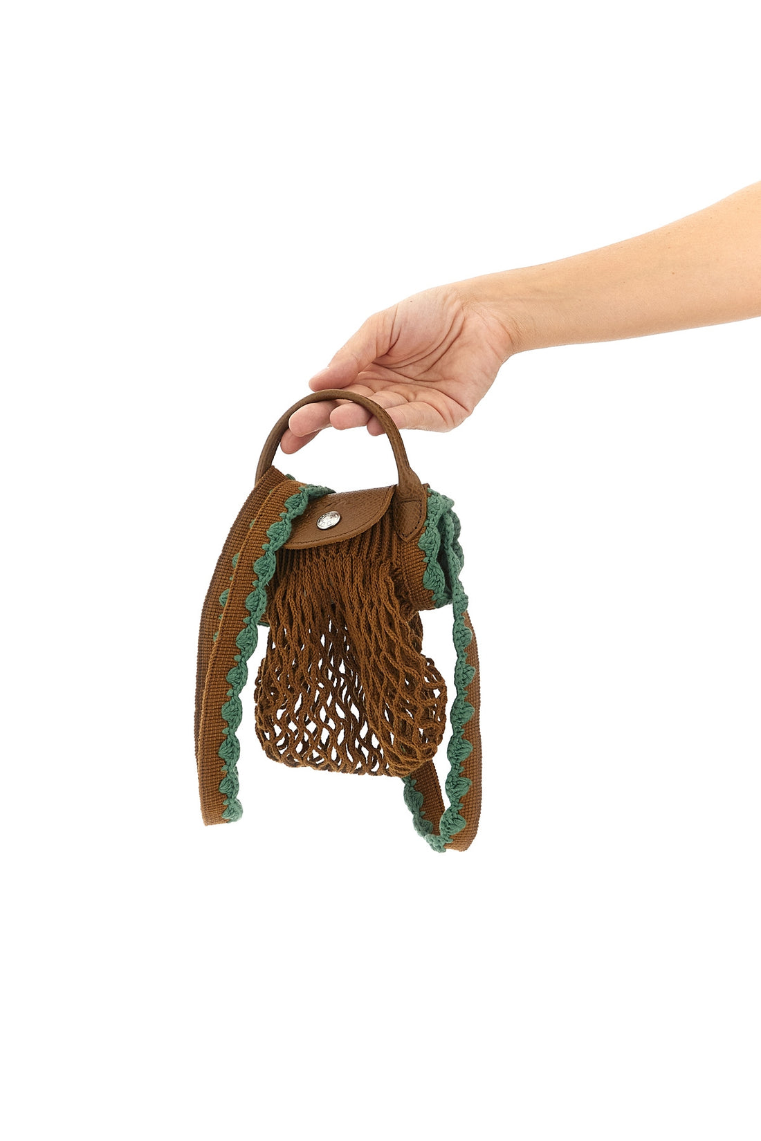 LONGCHAMP OS xs le pliage filet cotton mesh crossbody bag