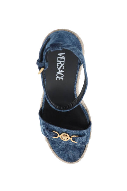 denim barocco wedge sandals