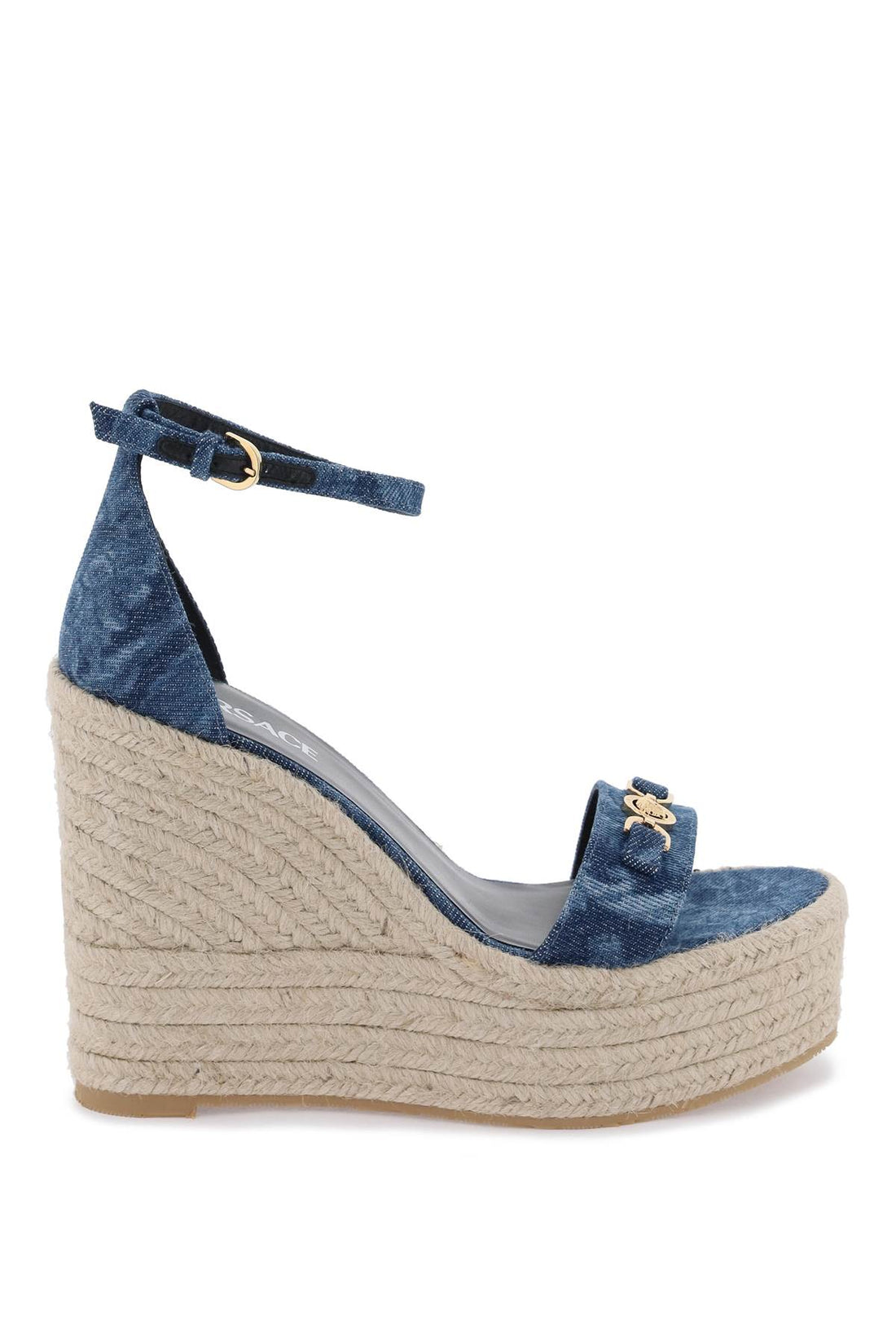 denim barocco wedge sandals