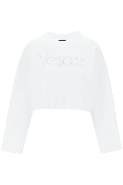 &quot;cropped sweatshirt with rhinestone