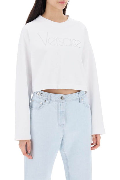 &quot;cropped sweatshirt with rhinestone