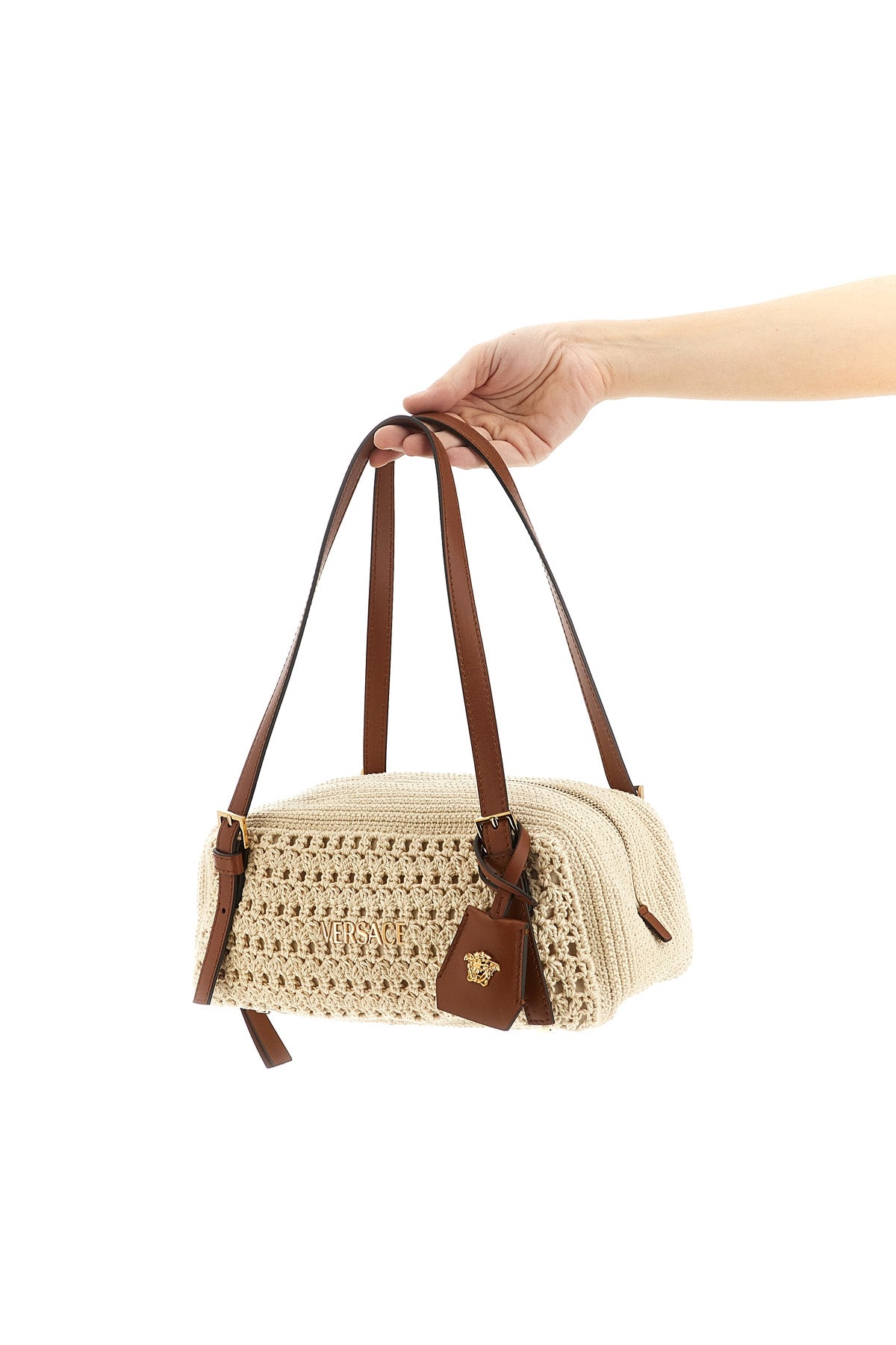 crochet raffia shoulder bag