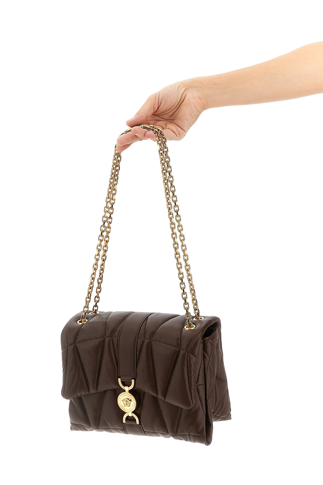 VERSACE OS kleio shoulder bag in quilted plongé nappa leather