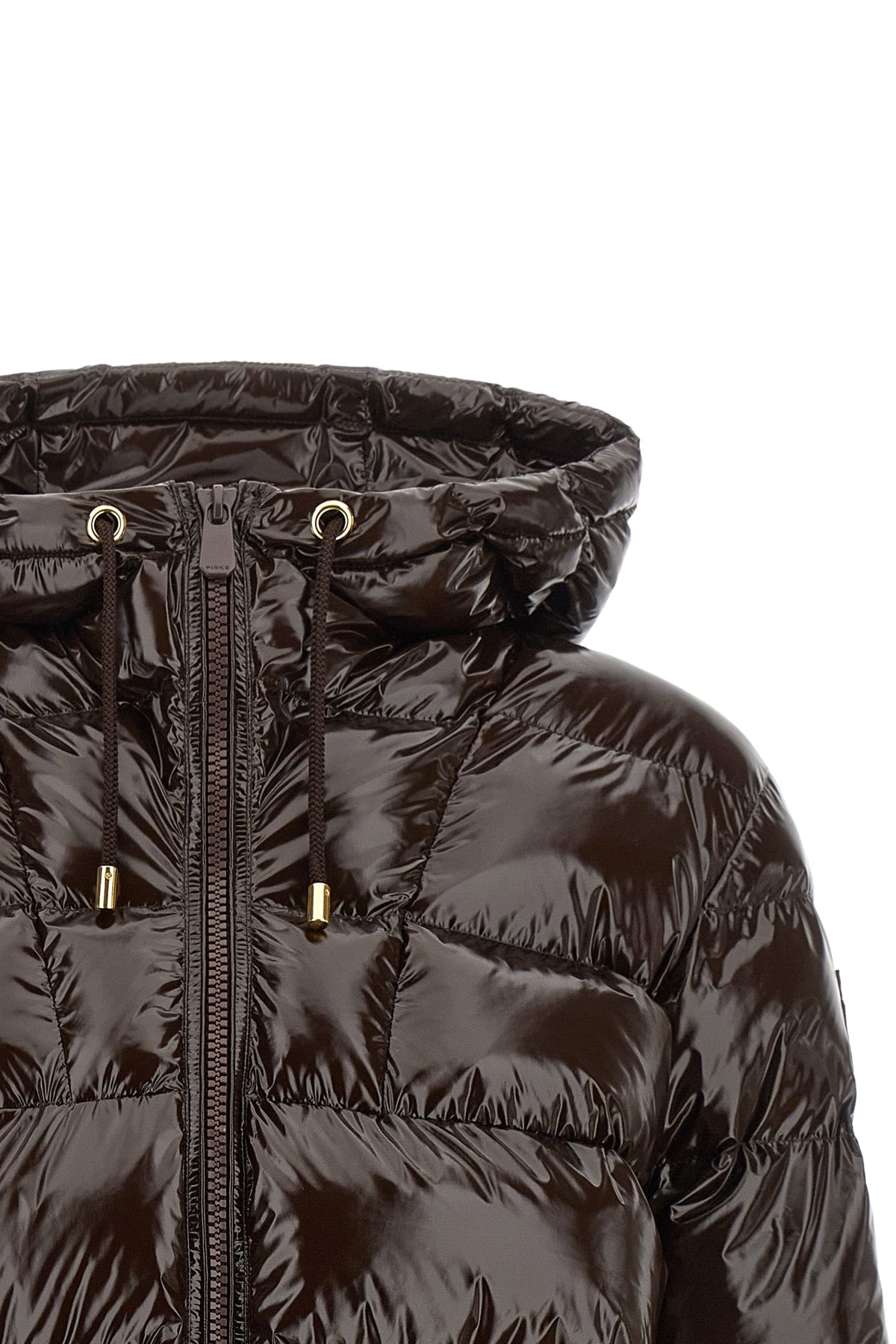 the eleodoro pinko padded down jacket redefines the codes of outerwear through