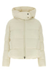 the pinko down jacket stands out for its enveloping silhouette and horizontal qu