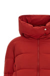 the pinko down jacket redefines winter volumes through an asymmetrical silhouett