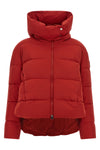 the pinko down jacket redefines winter volumes through an asymmetrical silhouett