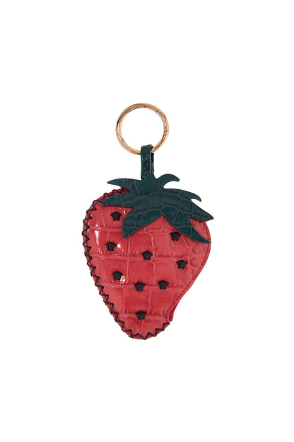 strawberry charm in coconut print leather