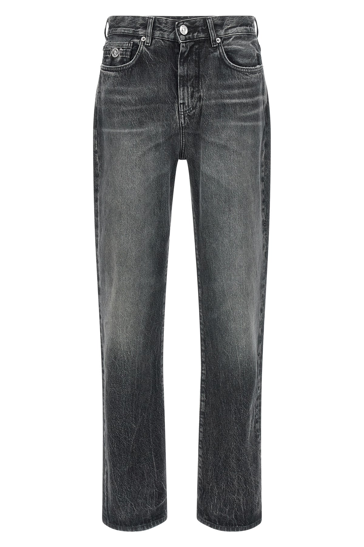 5-pocket stone wash cotton denim jeans