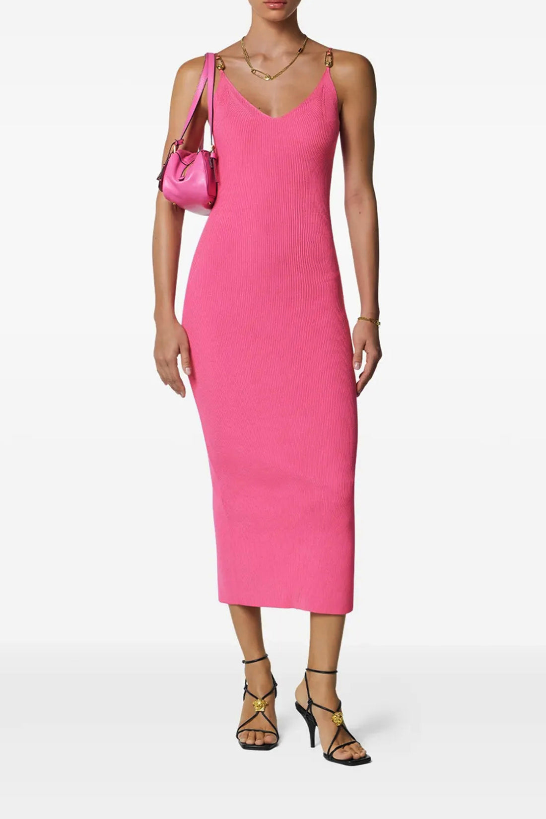VERSACE 42 kint stretch ribbed knit dress