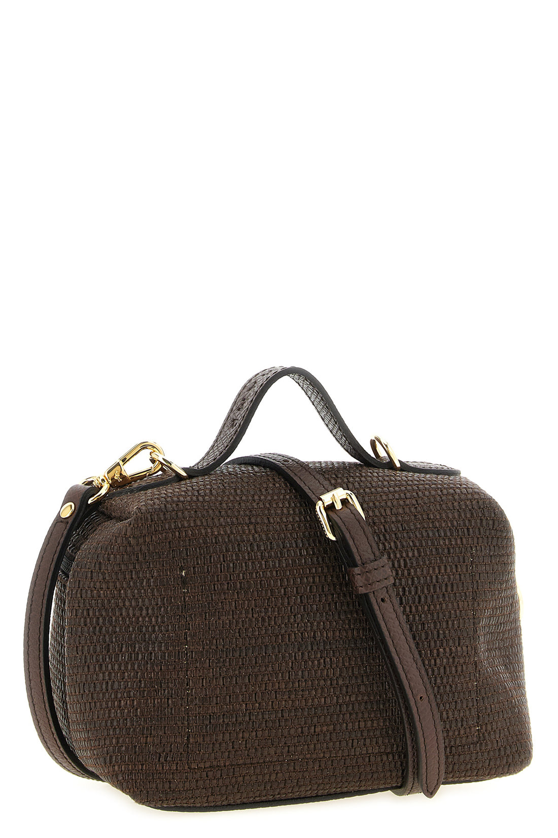 LONGCHAMP OS xs le pliage straw-effect canvas crossbody bag