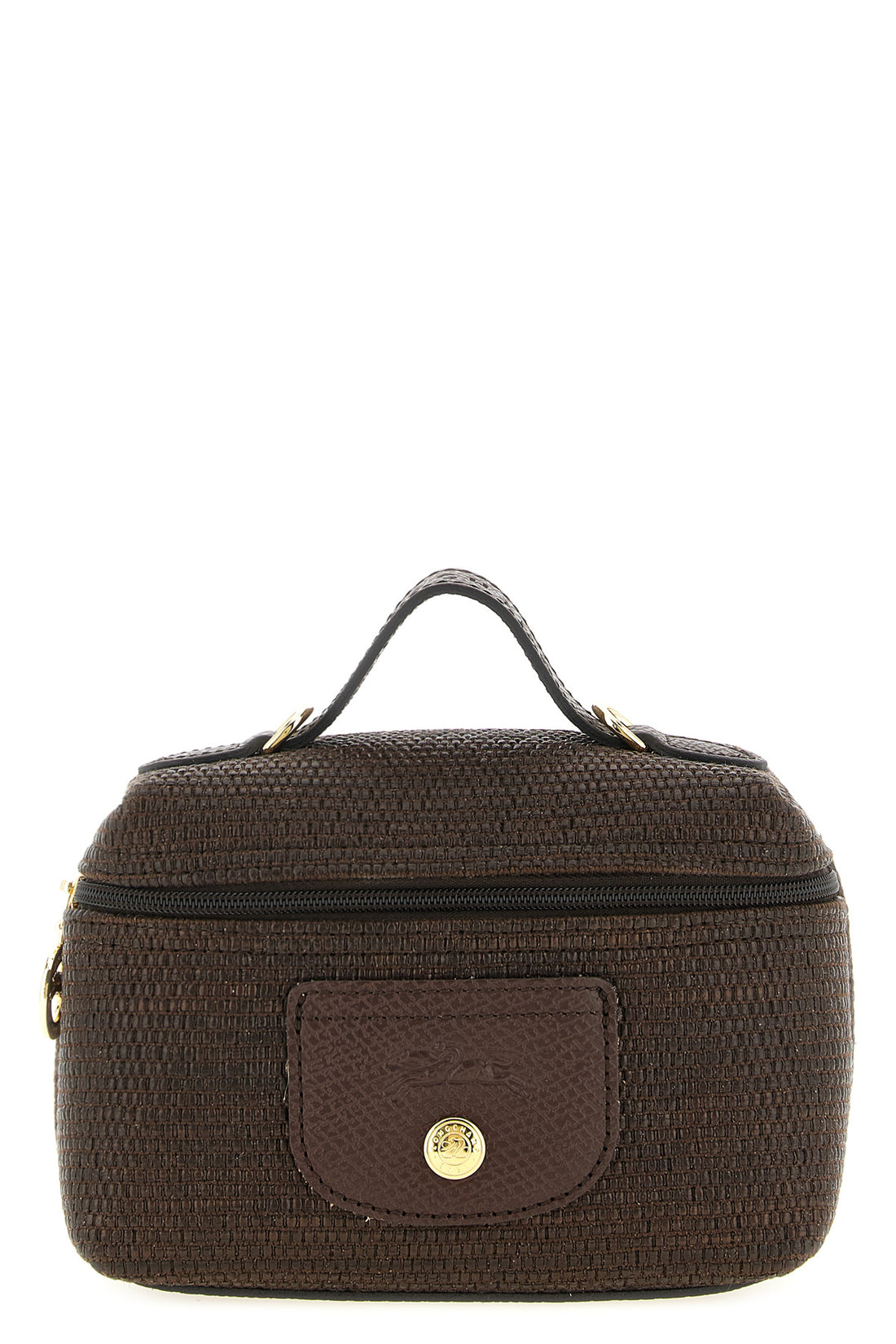 LONGCHAMP OS xs le pliage straw-effect canvas crossbody bag