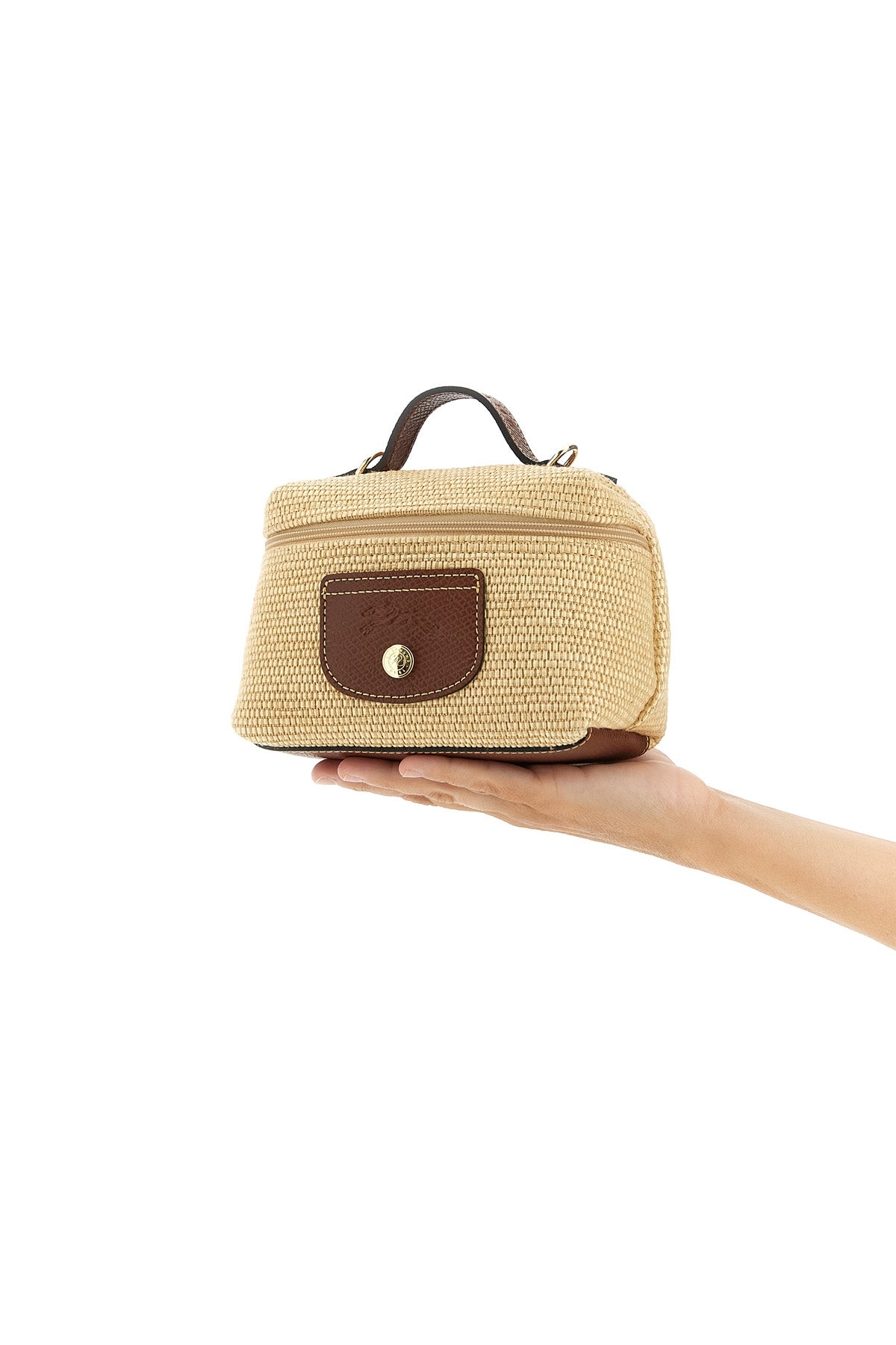 xs le pliage straw-effect canvas crossbody bag