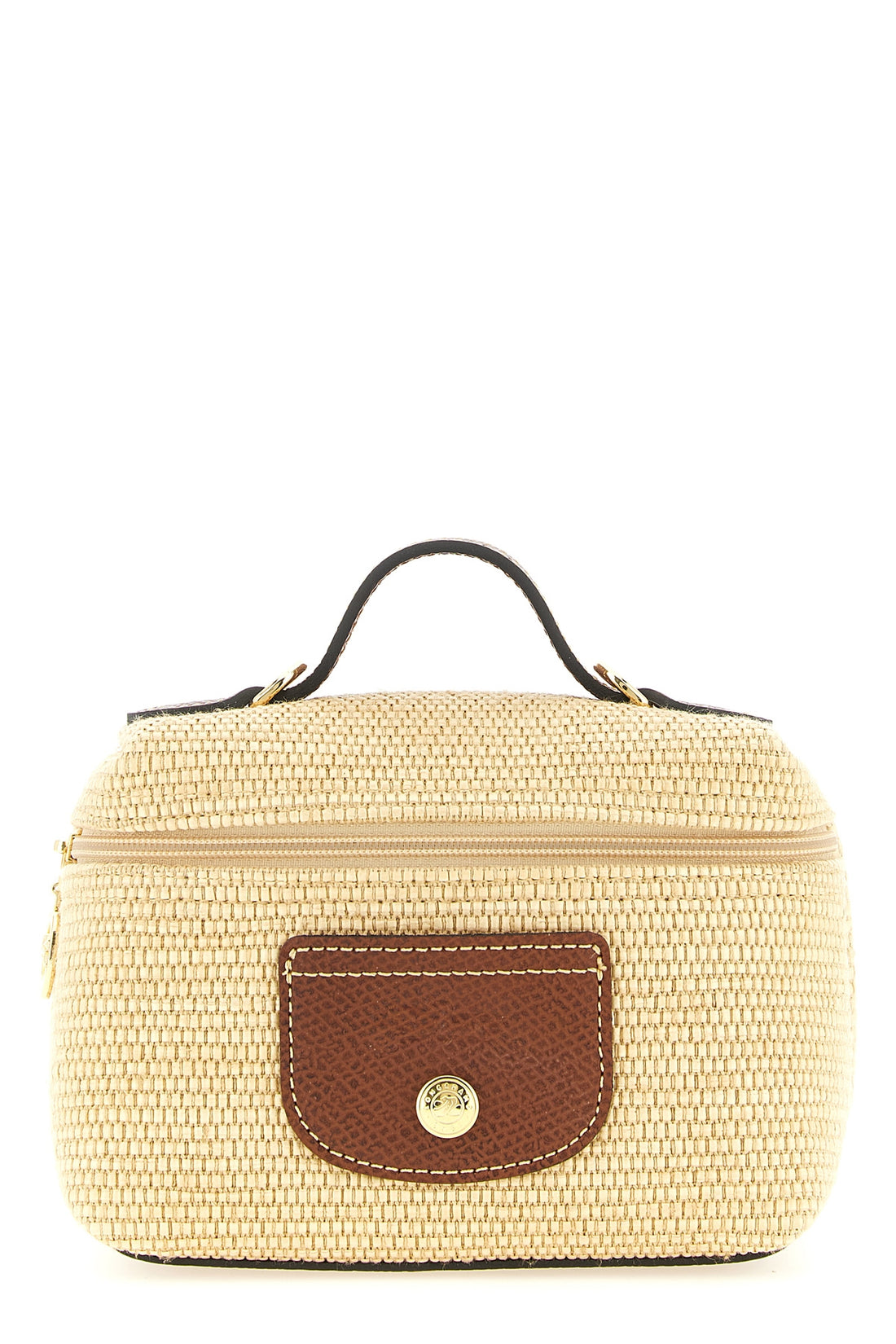 LONGCHAMP OS xs le pliage straw-effect canvas crossbody bag