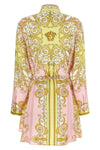 all over spring barocco print silk twill mini dress