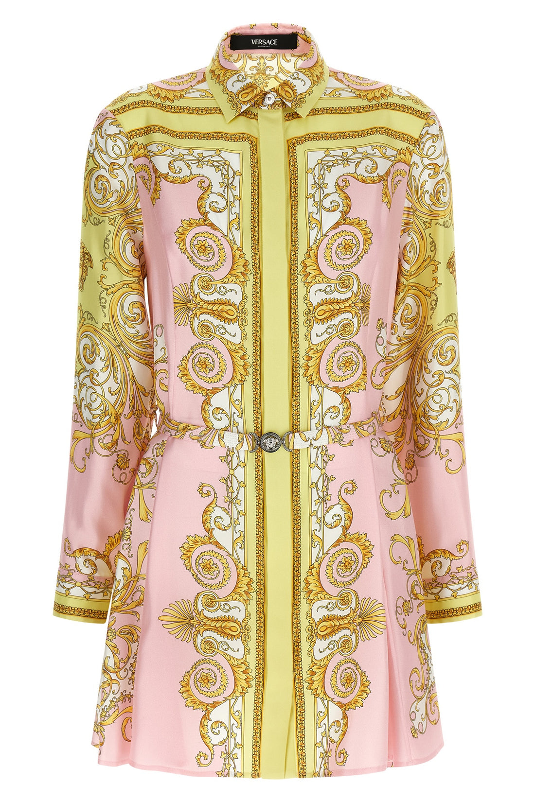 VERSACE 40 all over spring barocco print silk twill mini dress