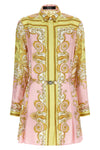 all over spring barocco print silk twill mini dress