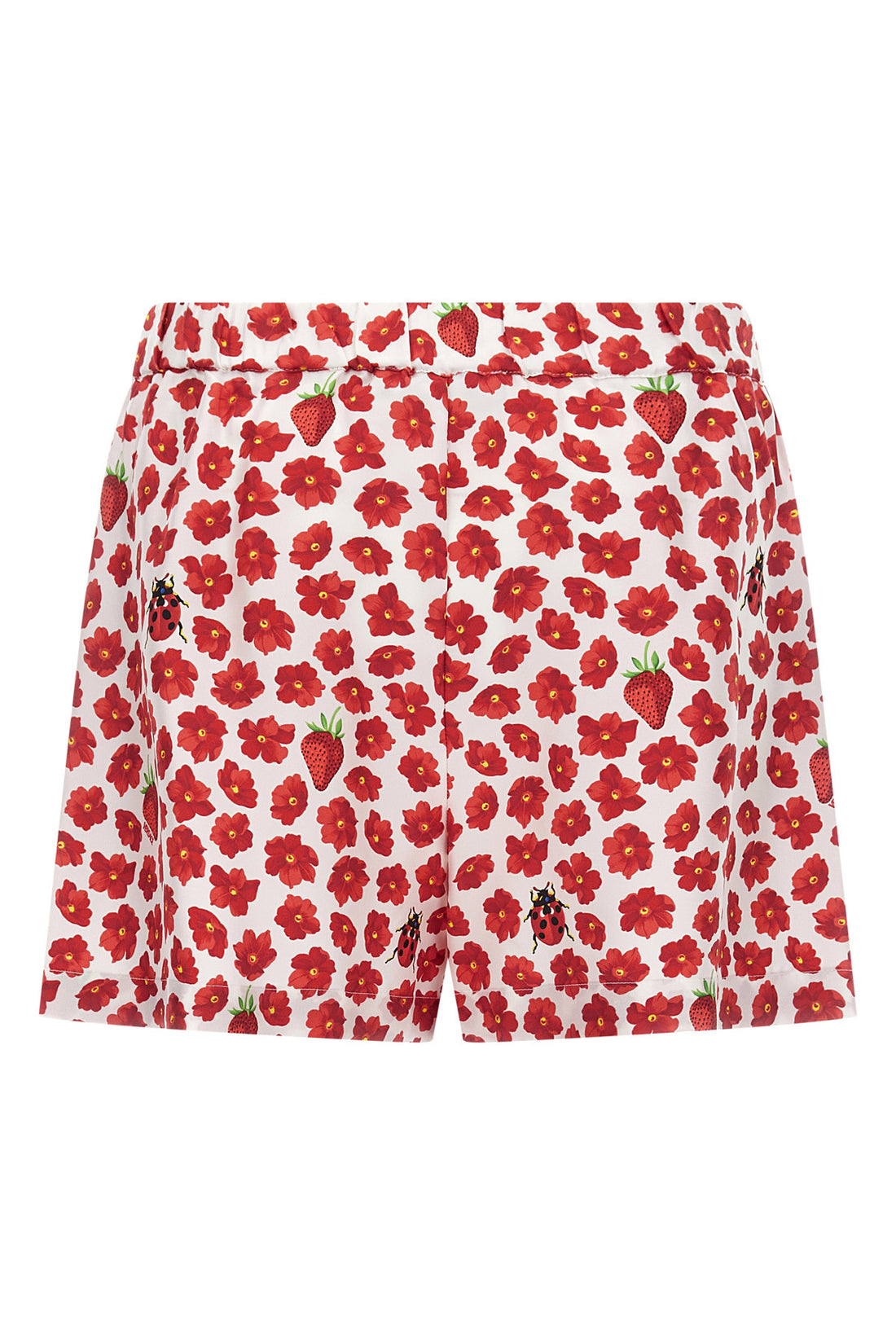 VERSACE 40 strawberry garden print silk twill shorts