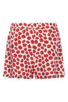 strawberry garden print silk twill shorts