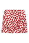 strawberry garden print silk twill shorts