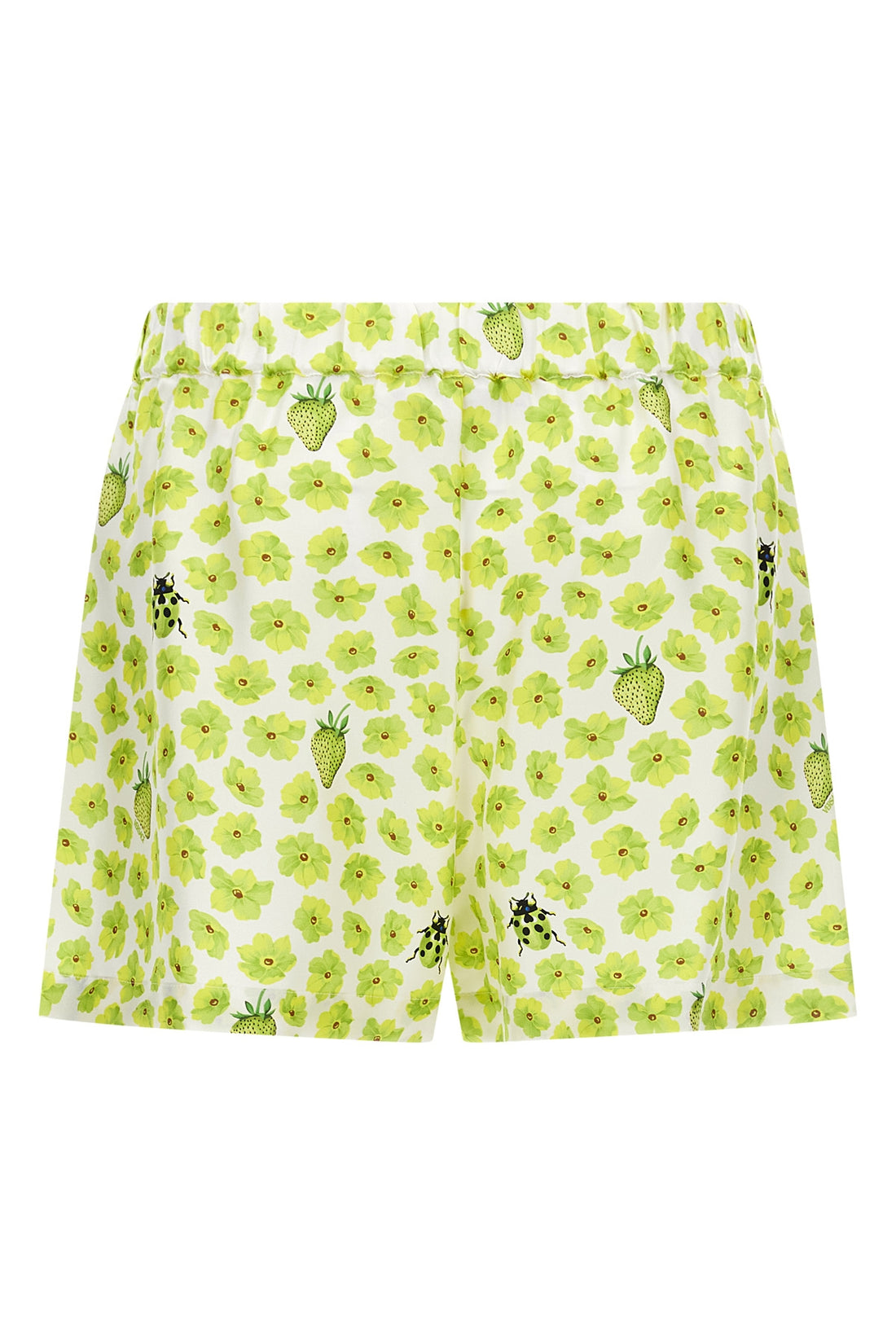 VERSACE 38 strawberry garden print silk twill shorts