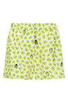strawberry garden print silk twill shorts