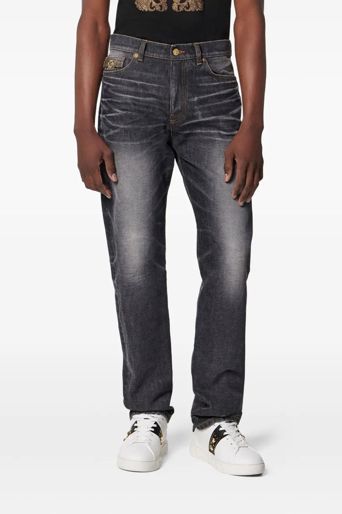 stonewashed cotton denim jeans