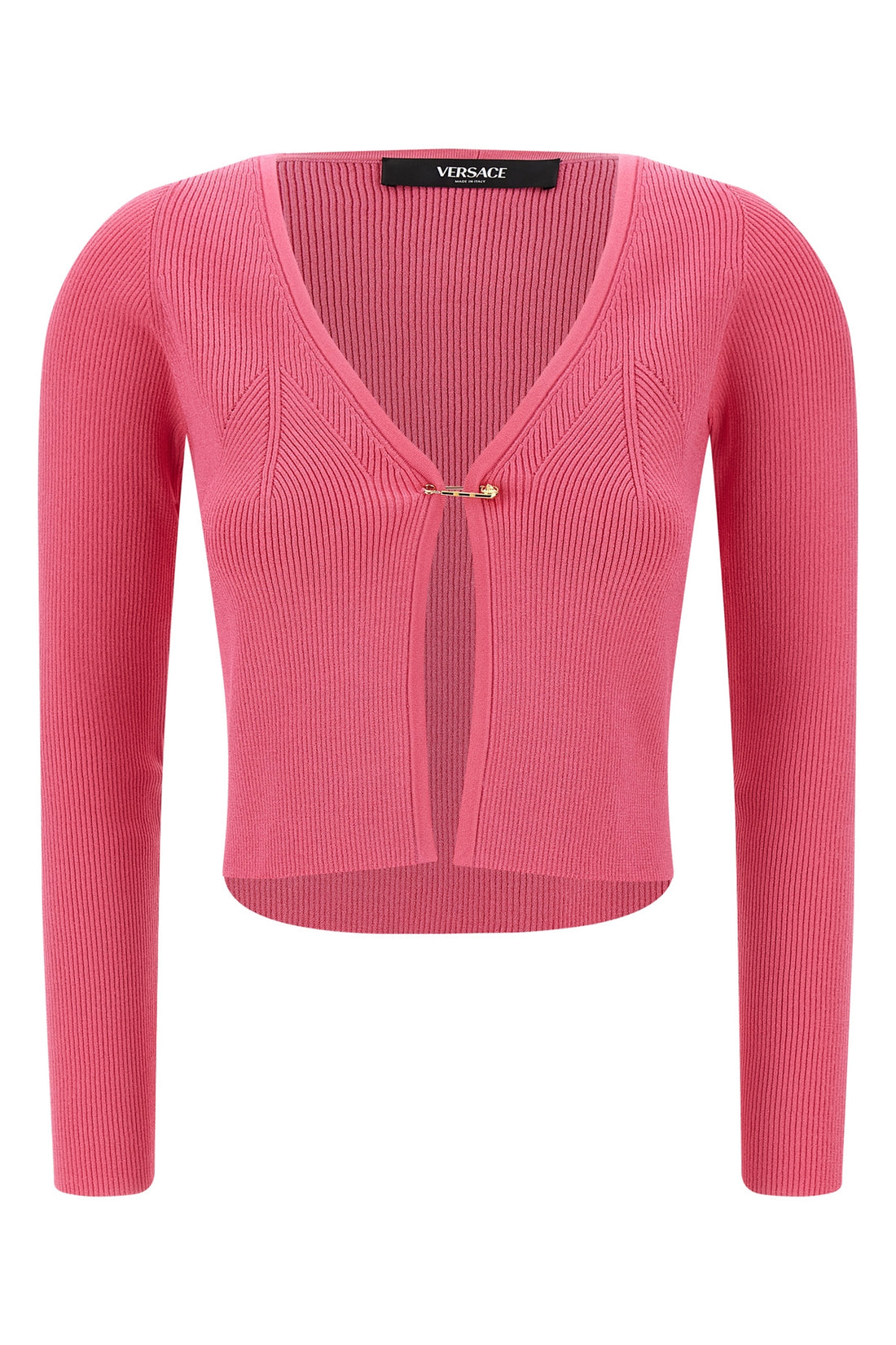VERSACE 38 stretch ribbed knit cardigan