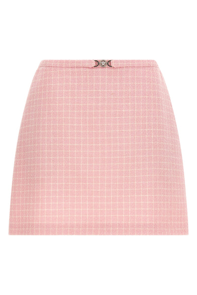 mini skirt in checked wool crêpe tweed
